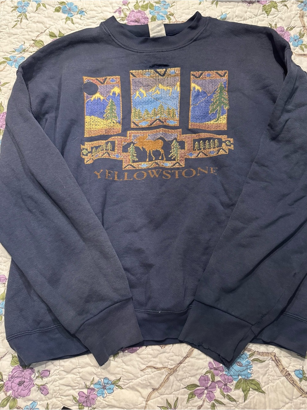 Yellowstone Graphic Navy Blue Crewneck Sweatshirt
